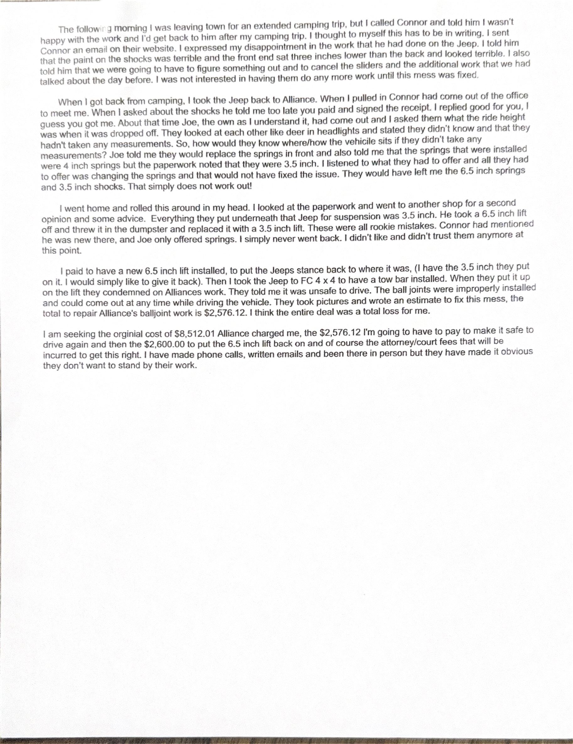 1st Email Complaint — Page 2